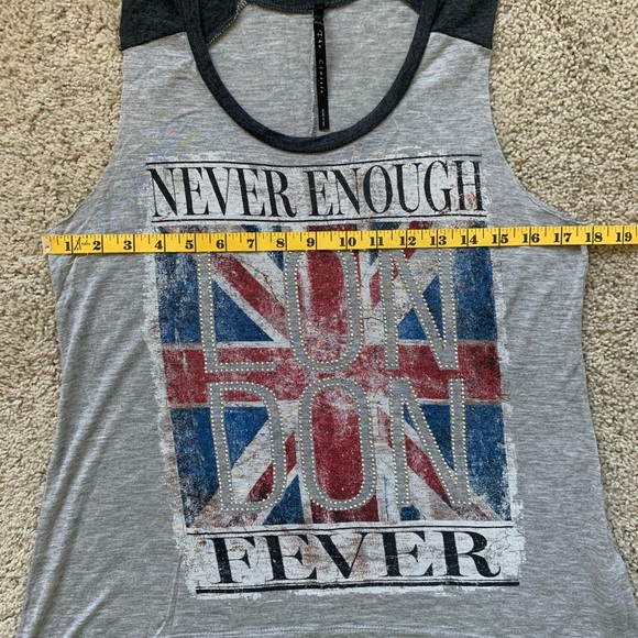 2/$16 EUC “Never Enough London Fever” Top size L - Picture 3 of 5